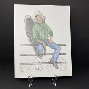 Cowboy Guardian Angel 8x10" Western Drawing by Nancy Hanes - Picture 1 of 10