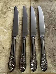 4 Reed & Barton FRENCH FLORAL Glossy 18/8 Stainless KOREA Flatware DINNER KNIVES - Picture 1 of 12