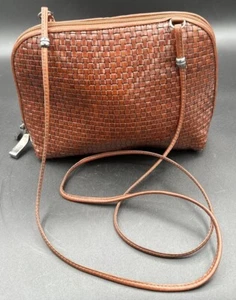 100% Authentic Brazilian Leather Woven Vintage GEM Handbag Crossbody Strap - Picture 1 of 9