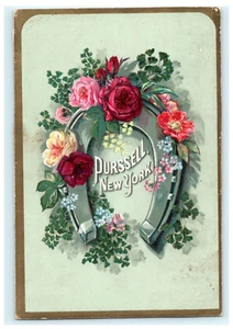 1881 Purssell NY - Floral Horse Shoe - Desserts - Biscuit Mottoes - 2 Card Set - Picture 1 of 4