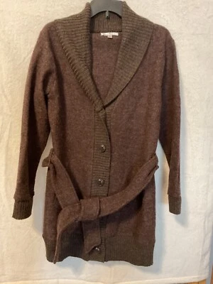 Susan Bristol Belted Cardigan Sweater Brown 100% Wool Size Medium - Image 1 of 4