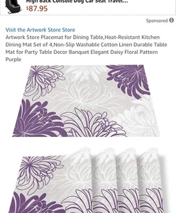 Dahlia Flowers Placemats for Dining Table Elegant Dahlia Set of 4 Purple - Picture 1 of 5