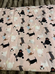 Poodle’s sausage Dog Pink Fabric Material 100% Cotton 1 Metre By 1 Metre 45 Inch - Picture 1 of 3