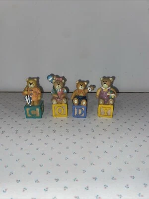 Vintage Ganz Teddy Bears Alphabet Letter Blocks Set Of 4 C O D Y - Image 1 of 4