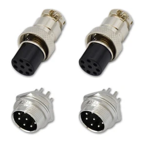 2sets 8 PIN Male/Female PANEL Microphone Chassis Mount Audio connector for Radio - Picture 1 of 22