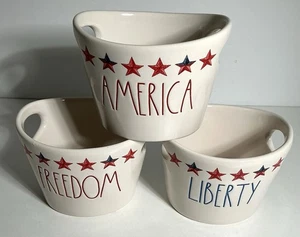 Rae Dunn Patriotic Stars America Liberty Freedom kleine Keramikschalen 3 Stück Neu - Bild 1 von 9
