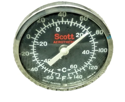 Termómetro aerotérmico vintage Beech G35 Bonanza Scott 1585-5-41 (0620-394) Foto 1 de 3