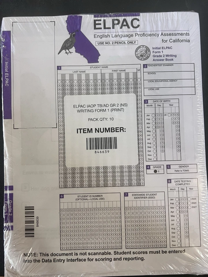 ELPAC , English Language Proficiency Assessment for California, Grade 2 - Image 1 of 1