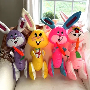 Vintage Inflatable Bunny Rabbits Lot of 4 1982 Spearhead Industries 90's Easter - Picture 1 of 6