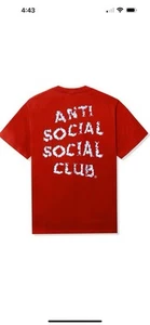 Anti Social Social Club Partly Cloudy Tee Shirt Size XL BNIB VIP Red Color - Picture 1 of 4