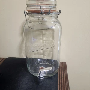 Large Original Glass Mason Jar Drink Dispenser Spigot 3000 ML 100 Oz Latch Lid - Picture 1 of 10