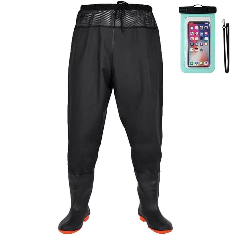 Vadeadores de pesca para hombres mujeres, vadeadores de pie de bota impermeables de nailon/PVC, taco de cintura... Foto 1 de 4