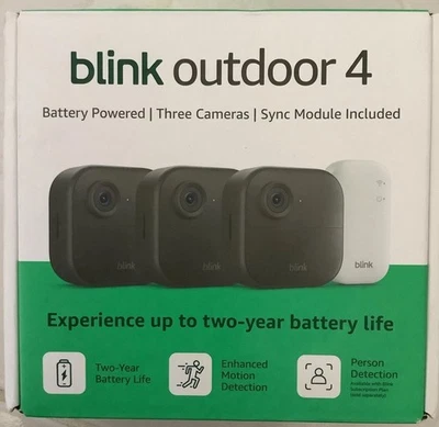 Blink Outdoor 4 Battery Powered 3-Camera Security System  NEW, Factory Sealed - Image 1 of 4