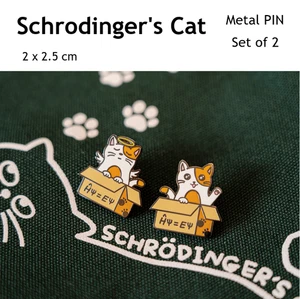 Juego de insignias PIN de gato Schrödinger (2) Science Metal 2,5 cm ** Servicio pagado en EE. UU. - Imagen 1 de 10