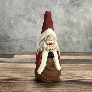 Vintage handgeschnitzte Holz Weihnachtsmann Figur Volkskunst Stil 1980 Retro Regal Sitter - Bild 1 von 19