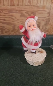 Vintage Flocked 10" Santa on a music box Plays Jingle Bells READ - Picture 1 of 8
