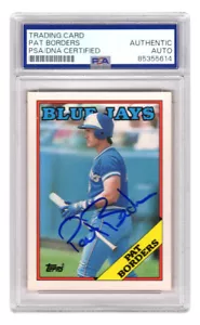 Pat Borders Signed Blue Jays 1988 Topps Traded Baseball Rookie Card #17T (PSA) - Picture 1 of 2