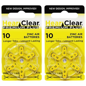 Baterías de audífono HearClear talla 10 zinc aire 1,45 V pestaña amarilla (paquete de 12) - Imagen 1 de 8