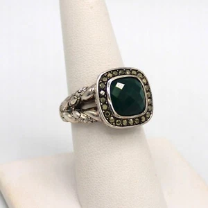 Jai by John Hardy Sterling Silver Green Gemstone & Marcasite Ring Sz 7 - Picture 1 of 8