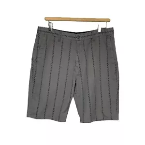 Volcom Faded Striped Bermuda Shorts Mens Size 36 Grey Flat Front Casual Skater - Picture 1 of 12