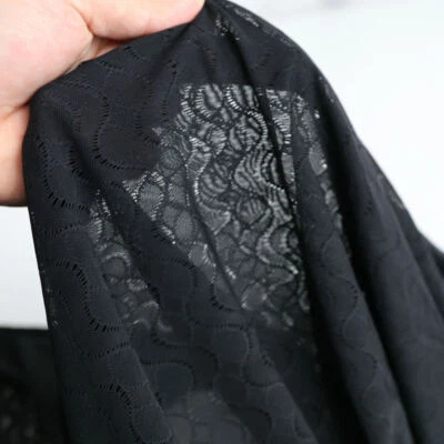 Designer Netz-Stoff Super Stretch Gitterstoff für Dessous schwarz Meterware - Bild 1 von 3