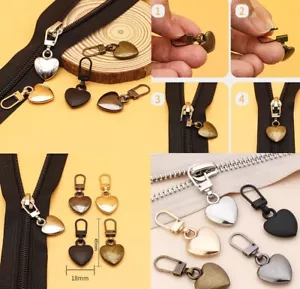 Zipper Pulls Pretty Heart Shape 5 Colors - Picture 1 of 1