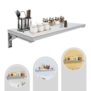 Wall Mounted Folding Table - Collapsible Stainless Steel Workbench Shelf - Picture 1 of 18