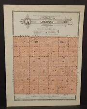 Kansas Jewell County Map Limestone Township 1924 Double Sided W19#73