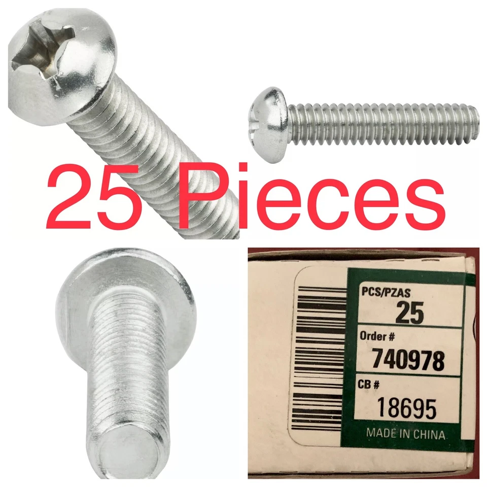 25 tornillos de máquina de cabeza redonda Phillips de 10-24 x 1" de acero inoxidable 18-8 Foto 1 de 4