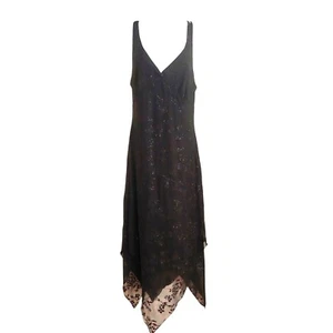 CDC Wear Black Midi Y2K Baby Doll Fairy Goth Whimsy Asymmetrical Sparkle Dress12 - Picture 1 of 17