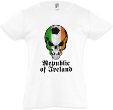 REPUBLIC OF IRELAND IRISH FOOTBALL SOCCER SKULL FLAG Kids Girls T-Shirt Hooligan