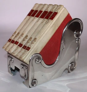 1890s The Oxford Miniature Longfellow in Hallmarked Silver Book Stand Vellum - Picture 1 of 19