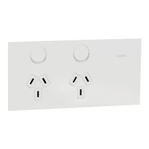 Clipsal Solis T Series Double Powerpoint 10A White Ceramic | 1025-WC - Picture 1 of 5