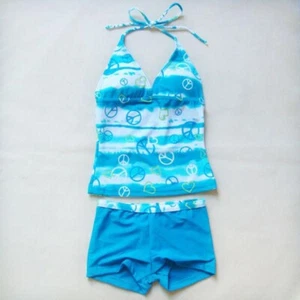 WOOSUN Girls Swimsuit Swimming Costumes Kids Swimwear 2PCS Swim Set Tankini Blue - Picture 1 of 5
