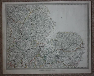 Original antique map EASTERN ENGLAND, LINCS, NORFOLK SDUK (sheet 3 of 6), 1845 - Picture 1 of 1