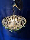 Petite Italian Crystal Beaded Chandelier with Green Drops