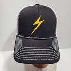 Platt Trucker Hat Mens Black White Mesh Electricity Lightning Bolt Embroidered