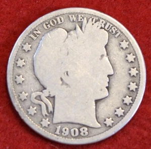1908-O Barber Half Dollar 90% Silver Coin Circulated BH500 - Picture 1 of 2