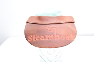 Vintage Steamboat Springs Brown Leather Visor Hat Cap Tooled Adjustable