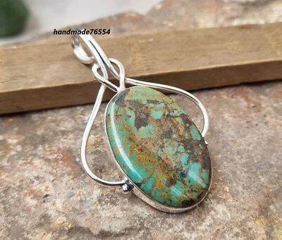 Colgante Turquesa Mexicana Ovalado Plata de Ley 925 Hecho a Mano Regalo para Citas PG189 Foto 1 de 3