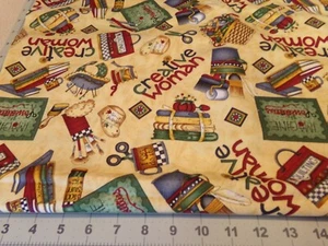 1 YD X 44" DEBBIE MUMM VINTAGE "CREATIVE WOMAN" COTTON #6286 - Picture 1 of 3