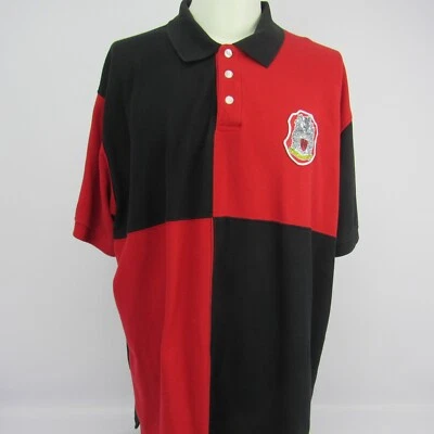 Kani Gold Mens Polo Shirt Size 4XL Red Black Colorblock Crest Patch Short Sleeve - Image 1 of 4