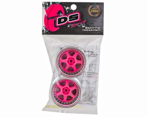DS Racing Drift Element 6-Spoke Wheels Pink Chrome 2pc for 1/10 RC Drift Cars - Picture 1 of 5