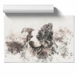 Poster arte parete senza cornice Border Collie cane in un prato stampa decorazione soggiorno - Foto 1 di 4