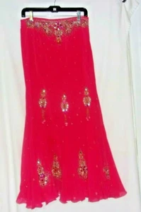 Mermaid Trumpet Coral Beaded Ruffle Formal Maxi Skirt Ruched 34 - Picture 1 of 5