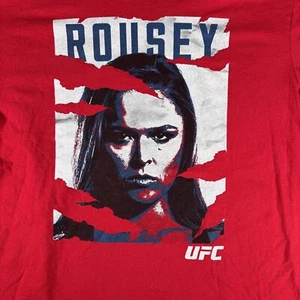 🥋 UFC WWE Ronda Rousey Reebok Red T-Shirt XL MMA Fighter Y2K Graphic Tee - Picture 1 of 7