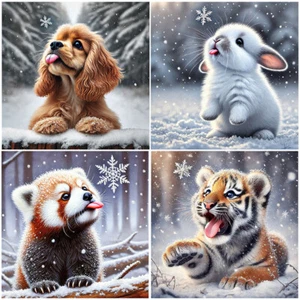 5D DIY Full Square Drill Diamond Painting Animal Kit Home Decor Art 35x35cm - Picture 1 of 16
