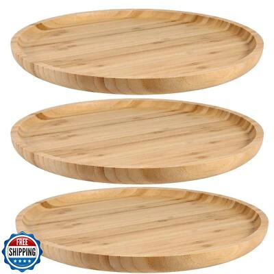 Paquete de 3 platos redondos de bambú de 10 pulgadas JOIKIT, placas de madera redondas pulidas finas B Foto 1 de 4