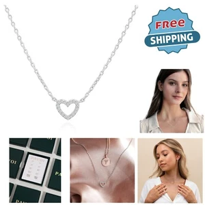 Heart Necklace 14K Gold Plated 18” Cubic Zirconia Elegant Dainty Jewelry Gift - Picture 1 of 7