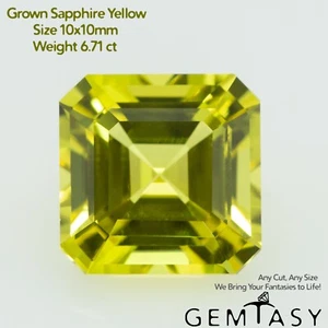 Piedra tallada - Zafiro amarillo Czochralski (tirado) cultivado en laboratorio, faceta 10x10 mm 6,71 quilates - Imagen 1 de 4